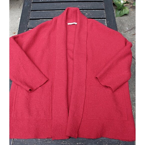 Eva Tralala Paris - Boiled Wool Shawl Collar Jacket - color Red, XL - Picture 5 of 8